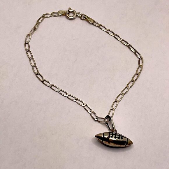 925 sterling bracelet and ball 🏈 pendant - Picture 1 of 9